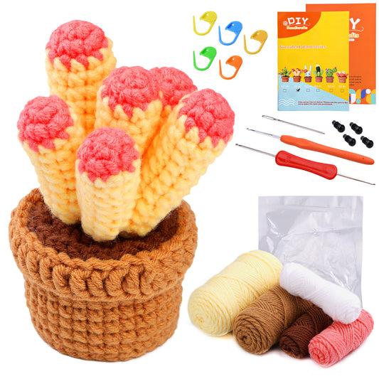 buckmen™-DIY Hand Knitted Gift Doll Material Kit （Yellow succulent potted plant）