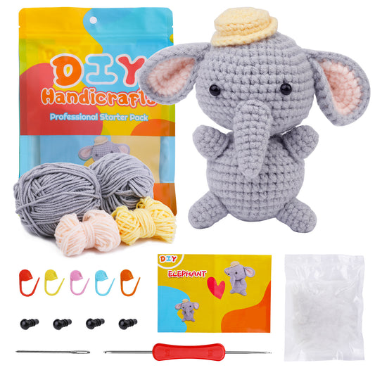 buckmen™-DIY Hand Knitted Gift Doll Material Kit (gray elephant)