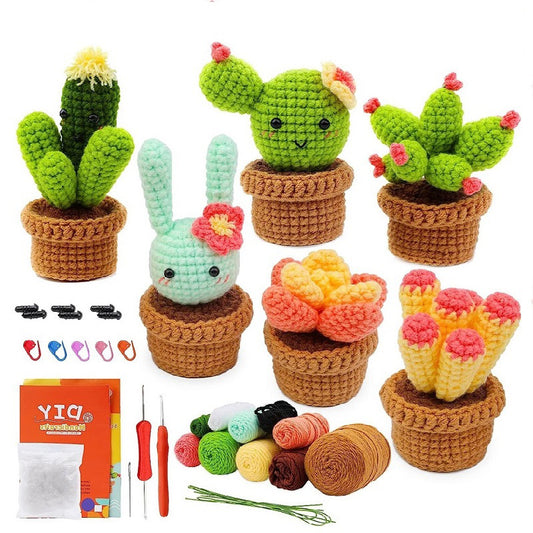 buckmen™-DIY Hand Knitted Gift Doll Material Kit （Six potted plant combinations）