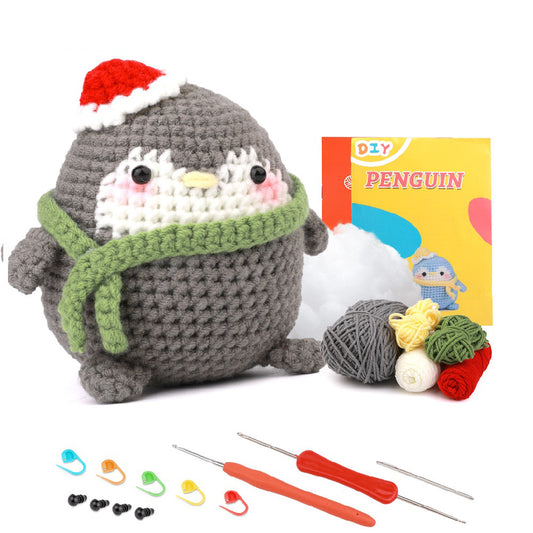 buckmen™-DIY Hand Knitted Gift Doll Material Kit (gray penguin)