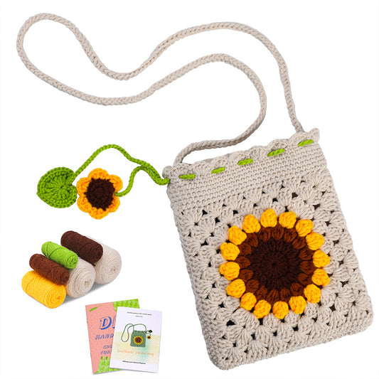 buckmen™-DIY Hand Knitted Gift Doll Material Kit （White sunflower bag）