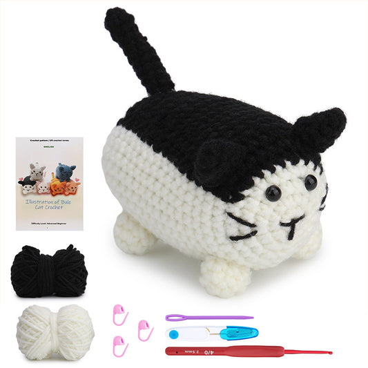 buckmen™-DIY Hand Knitted Gift Doll Material Kit （black and white cat）
