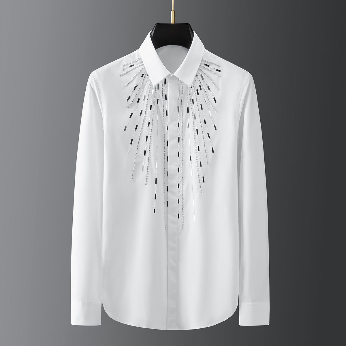 Purely handmade high quality geometric metal piece sewing men's shirt