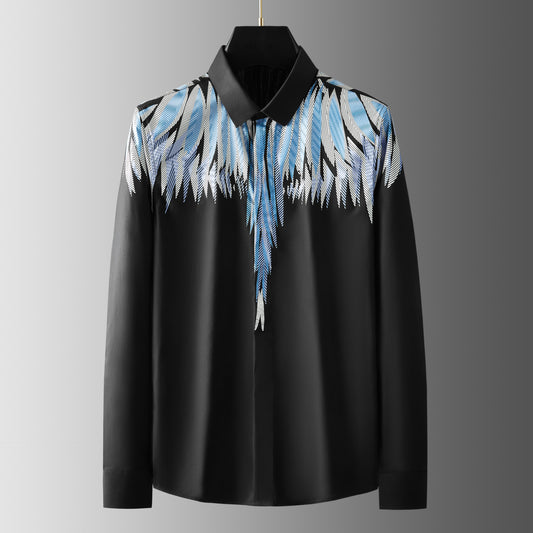 Men's long sleeve shirt with feather wings print