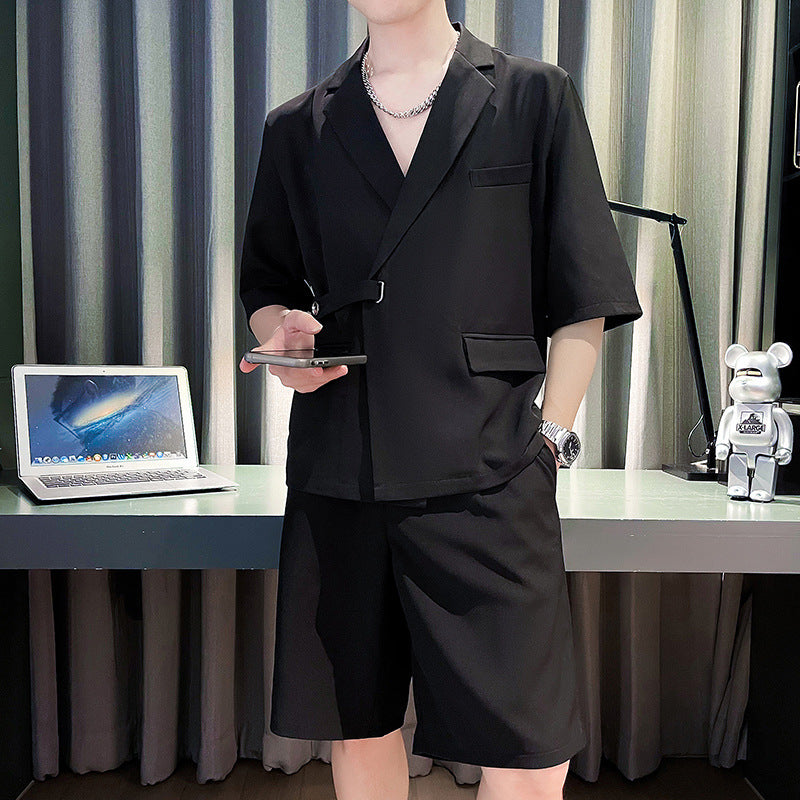 Acetate short-sleeved suit men's suit drape ice silk jacket