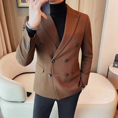 Men's double-breasted three-button suit