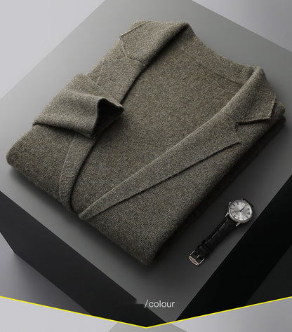 Wool Cardigan Set Lapel Jacket Knitted Casual Suit Jacket Top