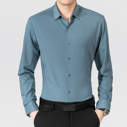 Ice silk seamless iron-free high elastic formal spring autumn summer tops shirt