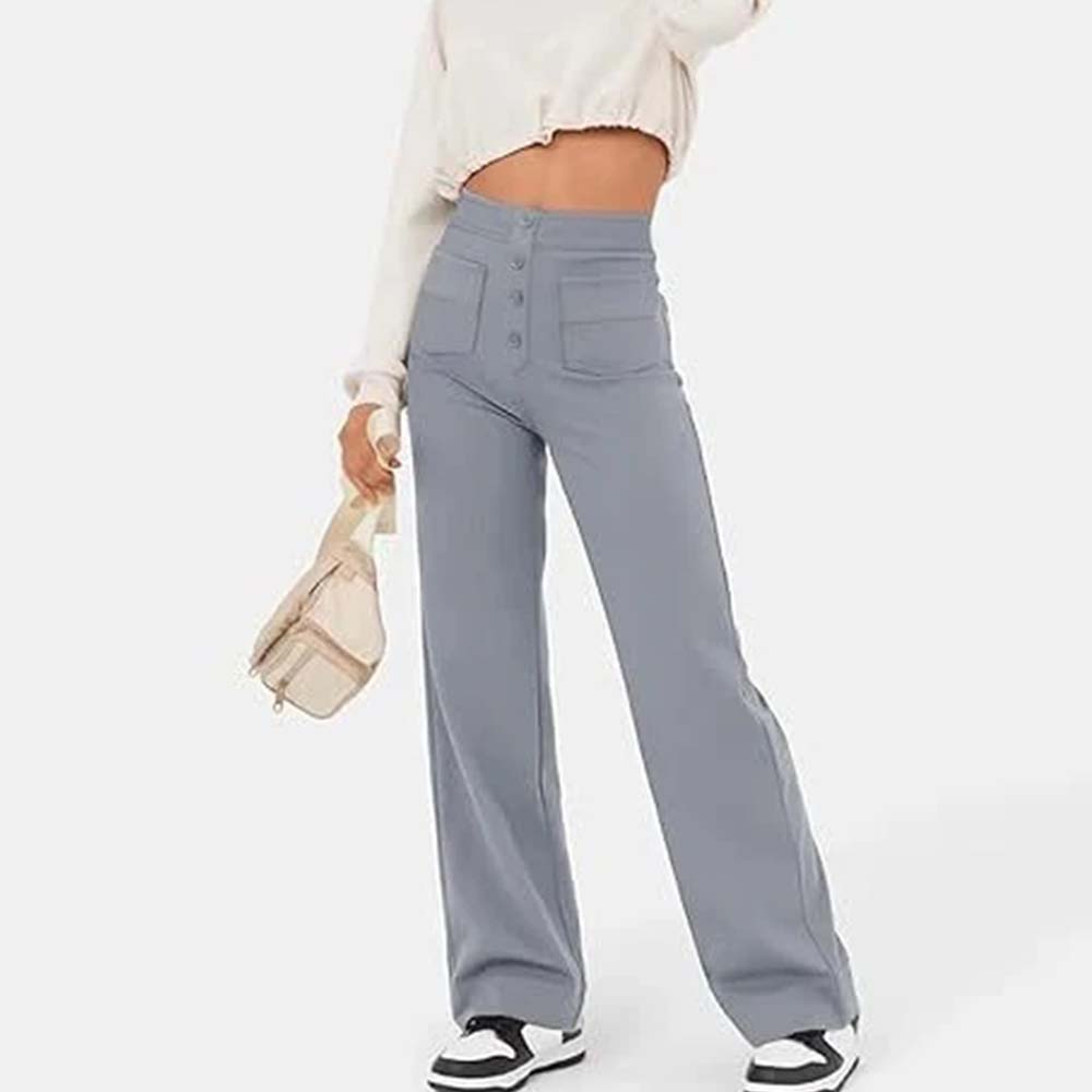 High-waisted Elastic Casual Trousers