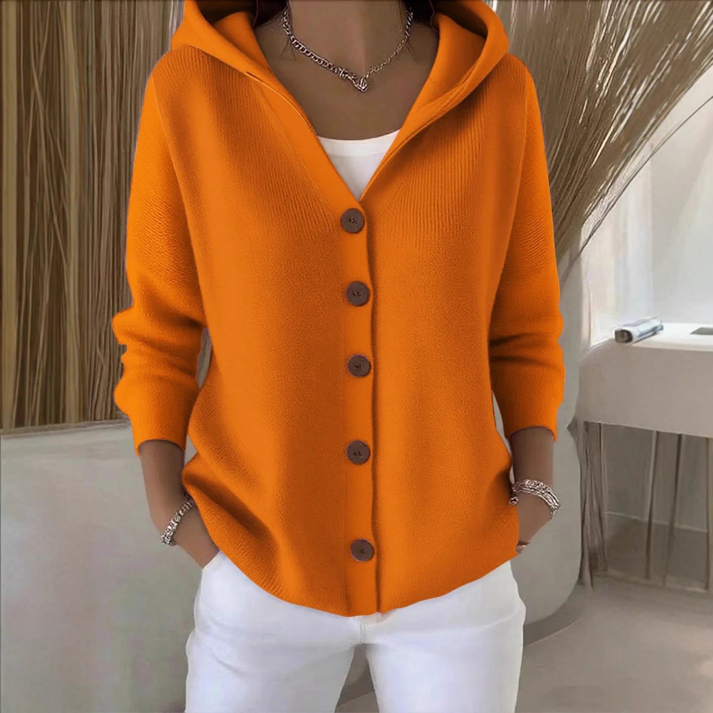 🔥Women Cotton Plain Long Sleeve Comfy Casual Cardigan