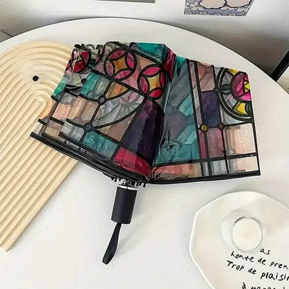 Vintage Stained Glass Automatic Umbrella