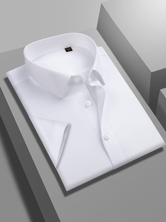 Mulberry silk series short-sleeved shirt men's spring and summer high-end DP non-iron shirt white shirt