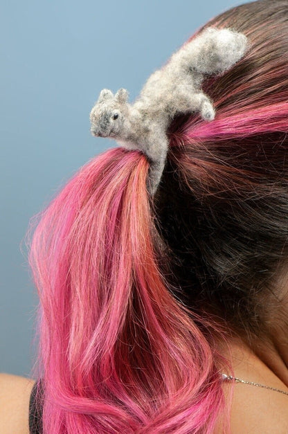 Felted animal hairpin