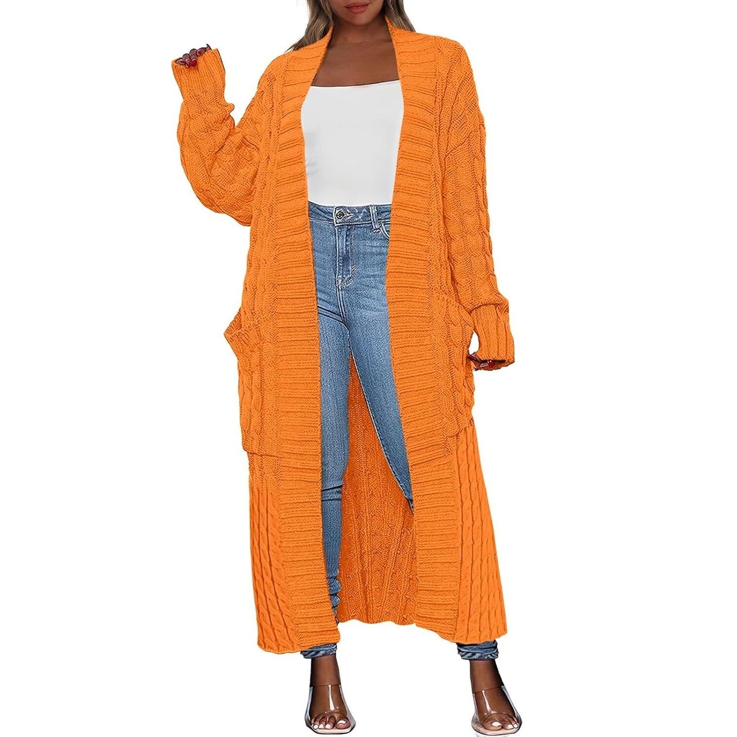 Women's Long Cardigan 2025 Oversized Coat Long Sleeve Open Cardigan Knitted Extra