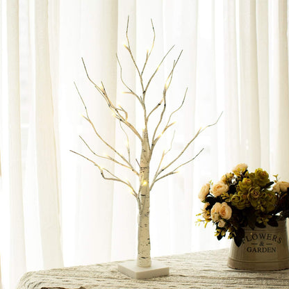 White birch simulated luminous tree