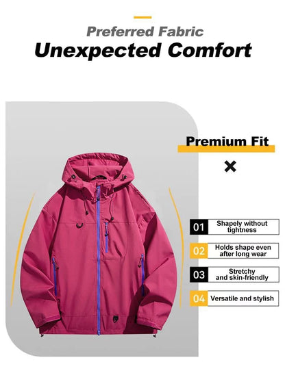 🍁🧥New Outdoor Hooded Couples' Mountain Climbing Jacket🍂Spring & Autumn Windproof Waterproof Breathable Stylish Plain Jacket