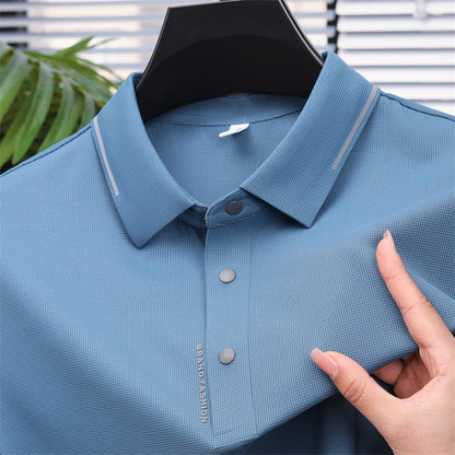 Men's short-sleeved T-shirt Mulberry silk lapel men's thin T-shirt