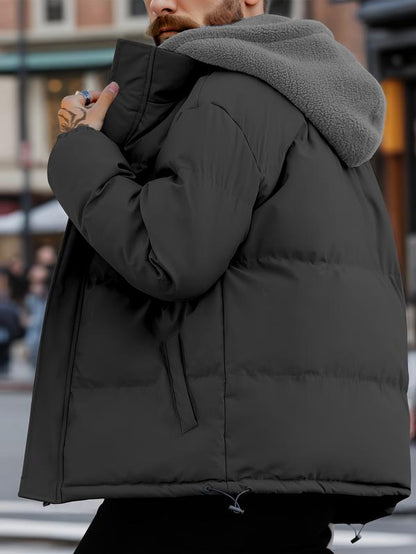 🔥 Men's Thickened Winter Jacket: Windproof Fleece-Lined Hooded Coat 🧥 | Cold-Resistant, Full-Zip + Pockets | Casual Outdoor Warm Coat (Regular Fit) ❄️