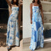 TERAZZA RIC RAC LINEN TRIMS UNIQUE PRINT BACK TIE-UP SLIP FLARED LINEN MAXI DRESS
