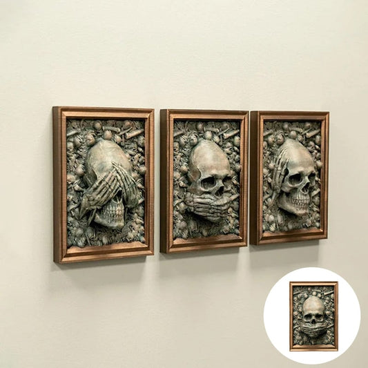 Framaskull 3D Halloween Three Wise Skulls Framed Picture