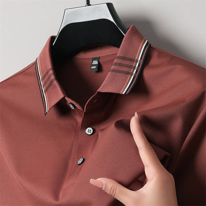 Men's short-sleeved T-shirt Mulberry silk lapel men's thin T-shirt