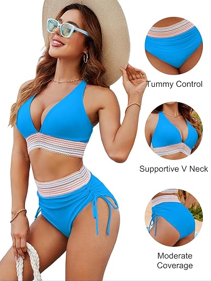 ⏰Last Day Promotion 60% OFF -⏳2026 High Waisted Tummy Control Color Block Bikini Sets