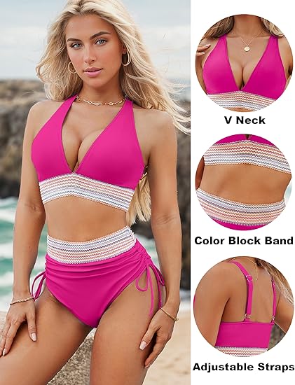 ⏰Last Day Promotion 60% OFF -⏳2026 High Waisted Tummy Control Color Block Bikini Sets