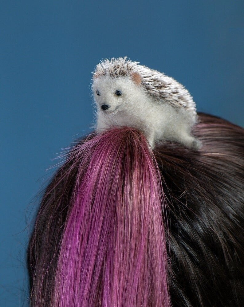 Felted animal hairpin