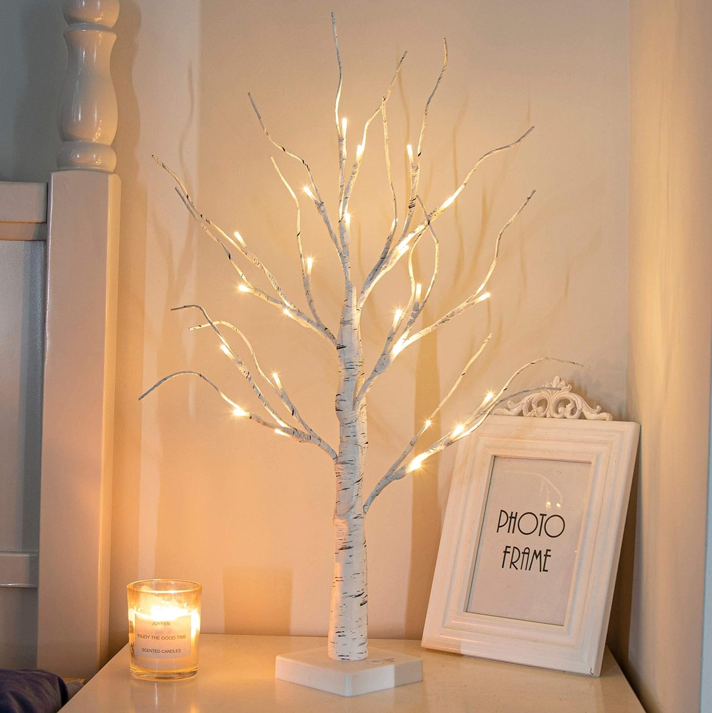 White birch simulated luminous tree