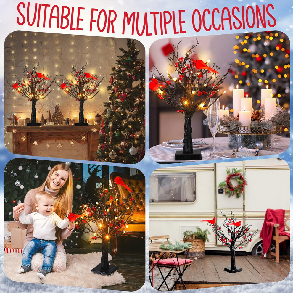 🎄Christmas Lighted Mini LED Tree With Red Berries – buckmen.com