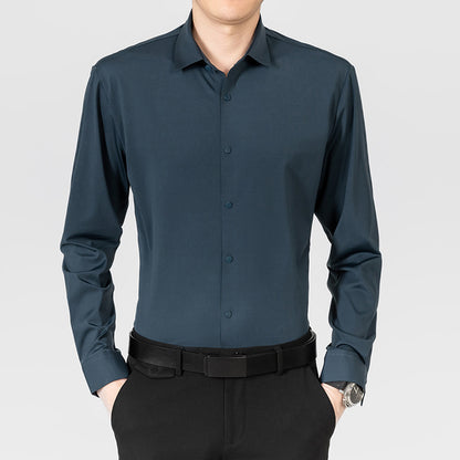 Ice silk seamless iron-free high elastic formal spring autumn summer tops shirt