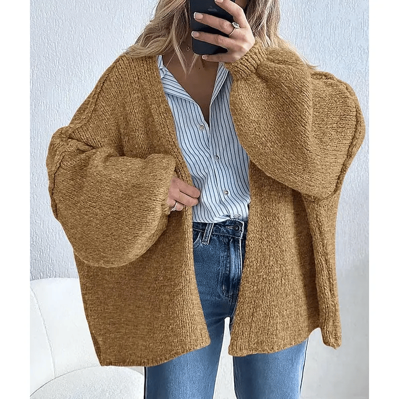 🧺✨ Women's Oversized Cardigan Sweater Fall Long Lantern Sleeve Knit