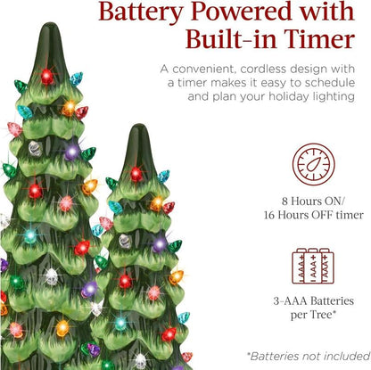 🎁🎄Retro Hand-Painted Tabletop Christmas Trees with Timer (⏰Limited Quantities Available)