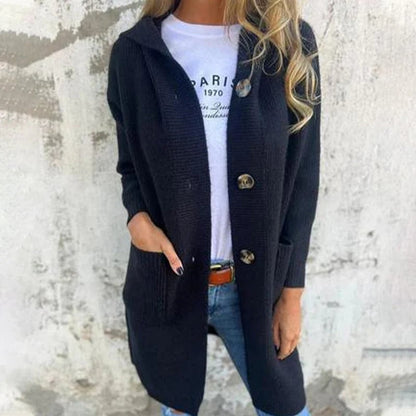 💓Button-down cardigan with hood for women
