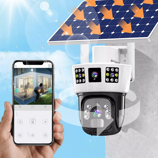 360° Smart Solar Surveillance Camera with Three-screen Monitoring