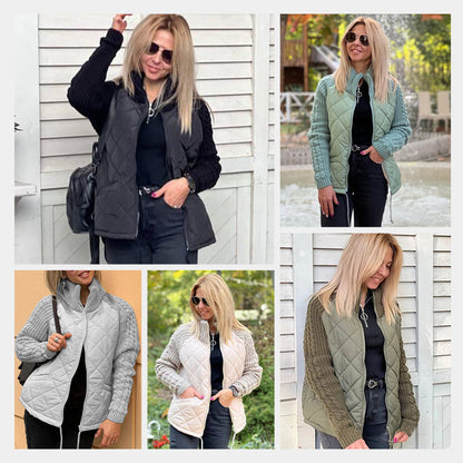 🎁 Hot Sale 49% OFF 🔥2025 New Women's Knit Patchwork Puffy Jacket